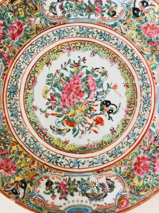 Pareja Platos Porcelana China Cantón