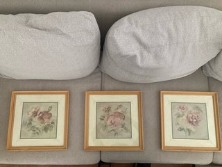 Lote 3 Cuadros Flores Papel Madera