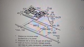 Placa de gas 75cm cristal templado Balay