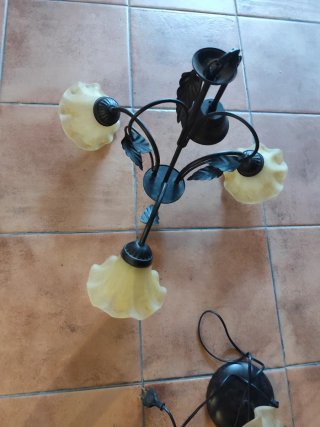 Conjunto de lámpara de techo forja y 2 de mesilla