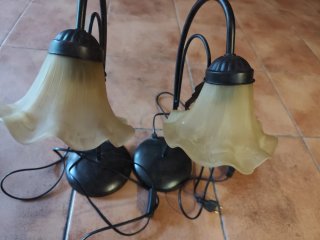Conjunto de lámpara de techo forja y 2 de mesilla