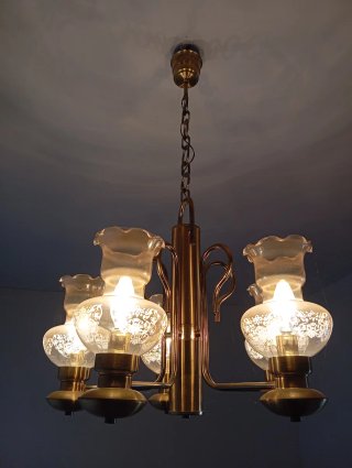 Lámpara clásica 5 brazos cristal ámbar