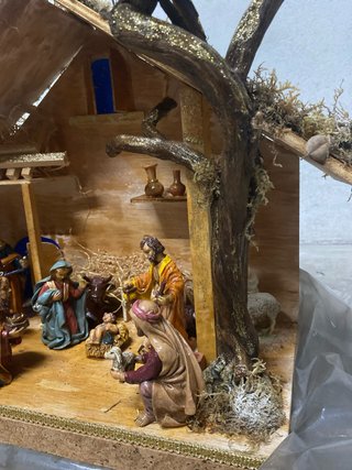 Belén artesanal de madera grande