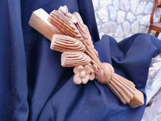Antigua talla madera artesanal espigas trigo