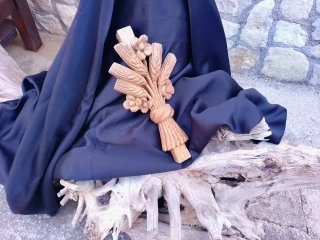 Antigua talla madera artesanal espigas trigo