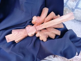Antigua talla madera artesanal espigas trigo