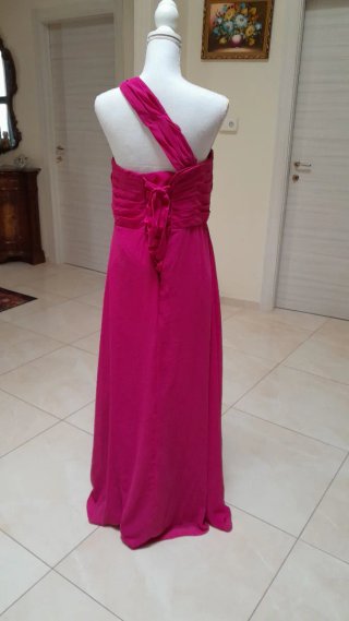 Abito elegante fucsia con strass