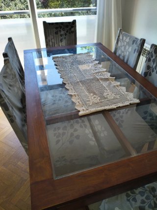 Conjunto aparador, mesa y espejo