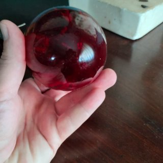 2 Bolas Navidad Rojas Cristal Antiguas
