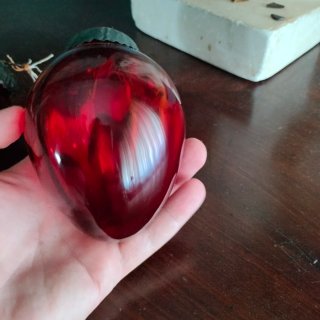 2 Bolas Navidad Rojas Cristal Antiguas