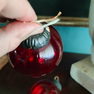 2 Bolas Navidad Rojas Cristal Antiguas