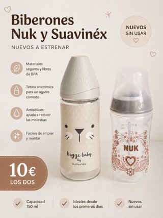 Pack 2 Biberones Nuk y Suavinex Nuevos