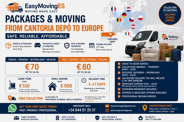 Parcel and Moving Europe and UK Albox Vera Almeria
