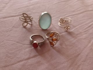 Lote 5 Anillos Plata Ley talla 8,9