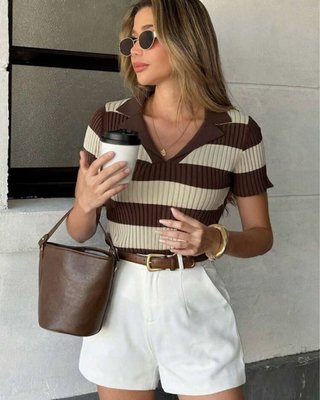 Blusa manga corta a rayas