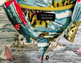 Polo Zara Estampado Tropical Talla M