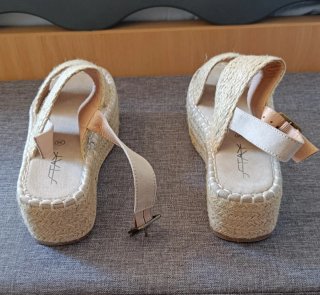 Sandalias cuña esparto beige talla 36