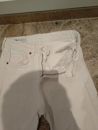 Pantalón vaquero Zara blanco mujer