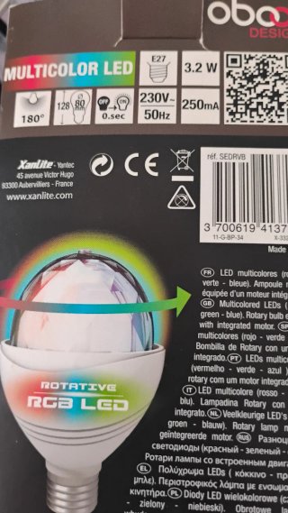 Bombilla XanLite Disco LED Rotativa RGB