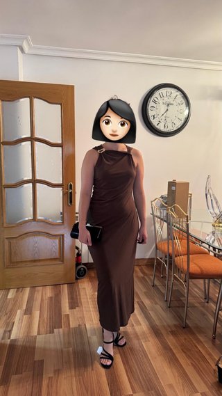 Vestido de gala marrón Pull and Bear