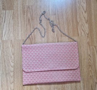Bolso bandolera Lefties tejido rafia rosa/coral