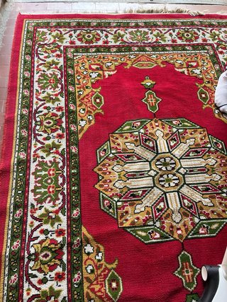 Tappeto Vintage Lana Rosso e Verde 220x145