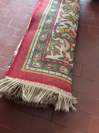 Tappeto Vintage Lana Rosso e Verde 220x145