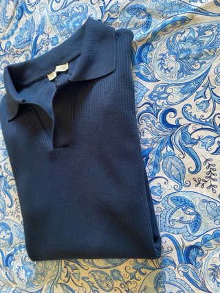 Polo Zara in maglia a coste blu scuro / Blu notte