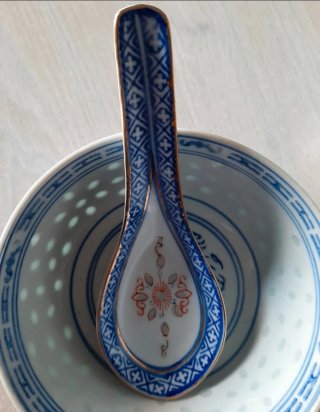 6 Cuencos y 6 Cucharas Porcelana China