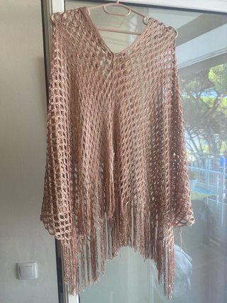 Poncho Verano Dorado con Flecos