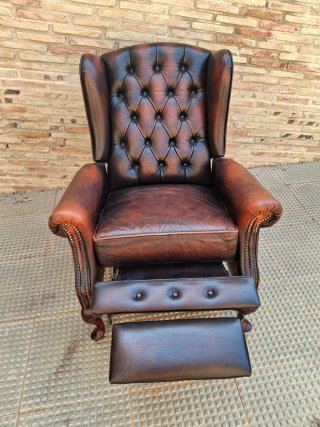 Sillón Chesterfield Piel burdeos