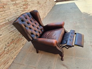 Sillón Chesterfield Piel burdeos