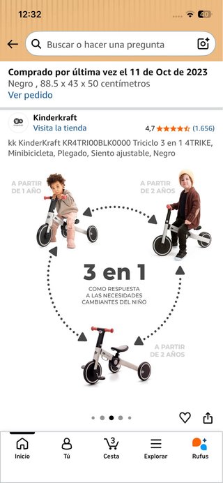 Triciclo Kinderkraft 2 en 1