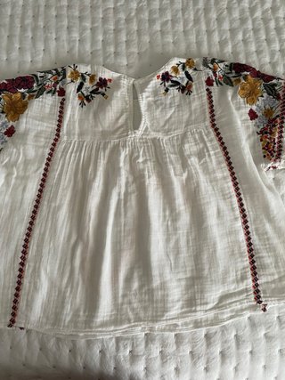 Zara Camisa Blanca Bordada Flores