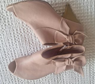 Botines Peep Toe Rosa Nude T40 Blanco Shoes