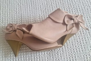 Botines Peep Toe Rosa Nude T40 Blanco Shoes
