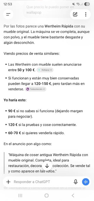 Máquina de coser Wertheim antigua