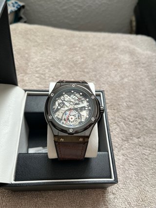 Reloj Hublot Automático Cuero Marrón Negro