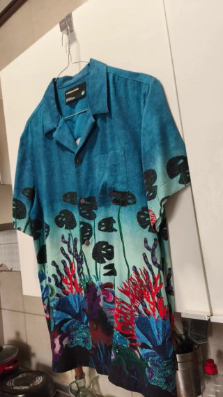 Camisa Estampada Azul/Verde Talla M