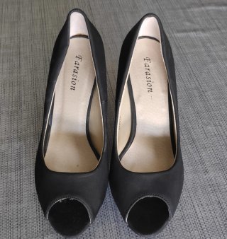 Zapatos Peep Toe Negros - Talla 39