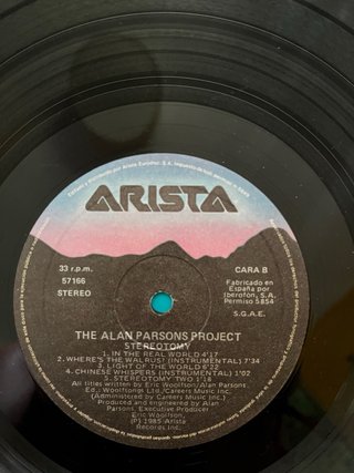 Disco Vinilo Stereotomy The Alan Parsons Project