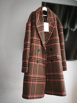 Abrigo cuadros marrón y rojo NUEVO
