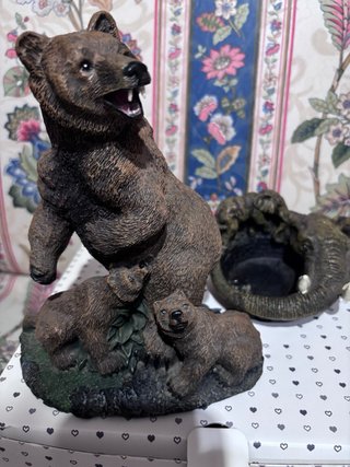 Adorno Oso con Cachorros y Cenicero Elefante