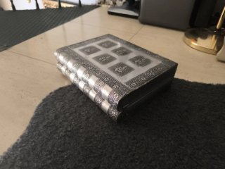 Caja joyero metal plateado con espejo