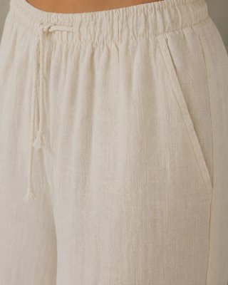 Pantalón ancho lino crudo Stradivarius