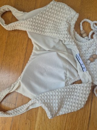 Bañador blanco con tiras y detalles, talla S - 24