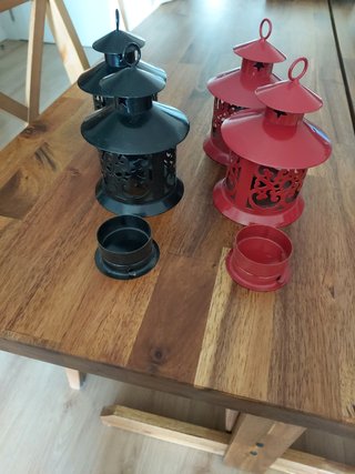 Juego 4 farolillos portavelas metal