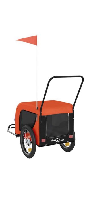 Remolque Perro Bici Negro/Naranja