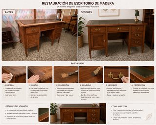 Escritorio señorial madera y metal