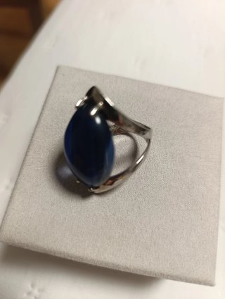Anillo Bisutería Azul y Plateado